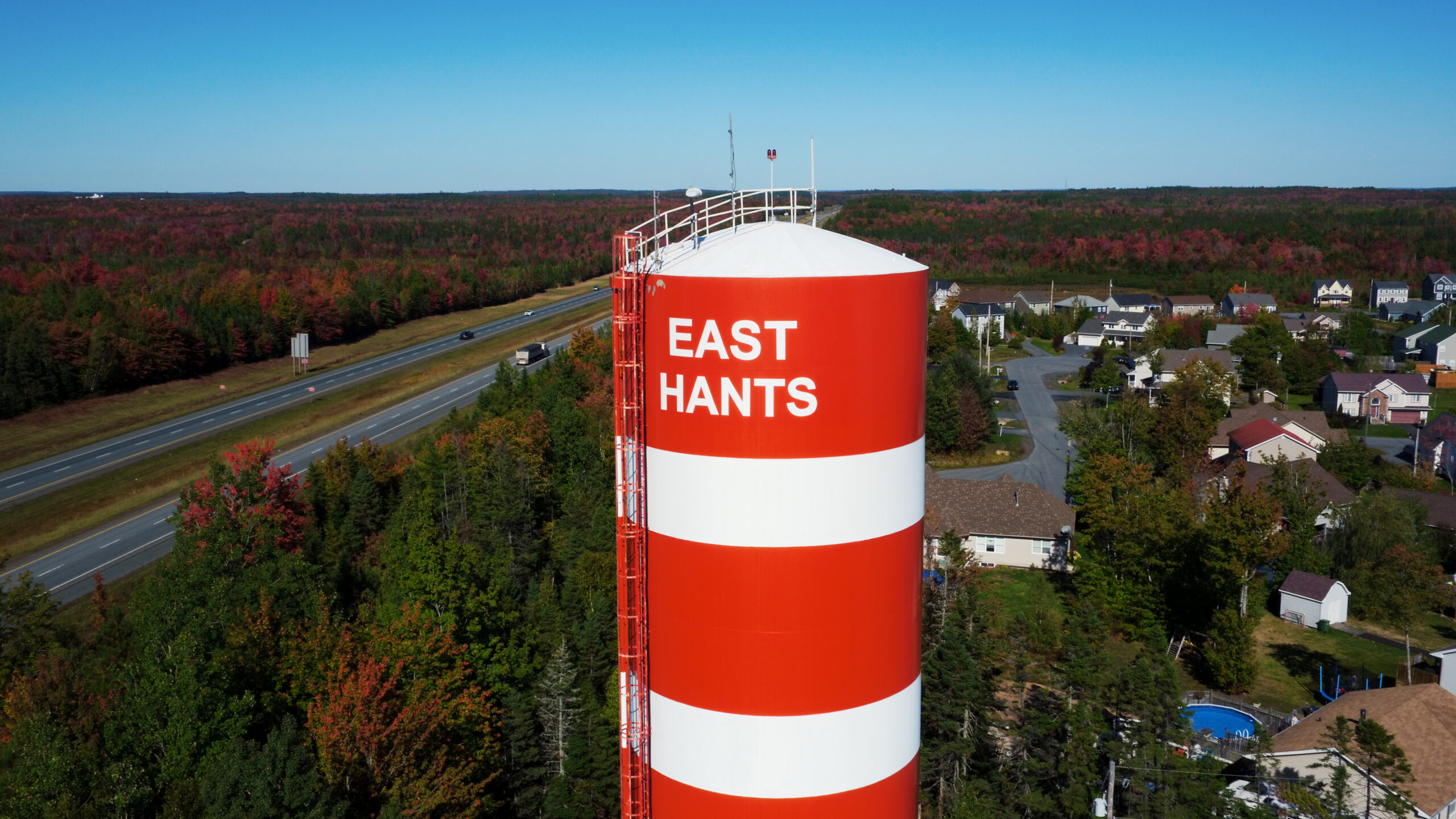 red and white east hants water tower