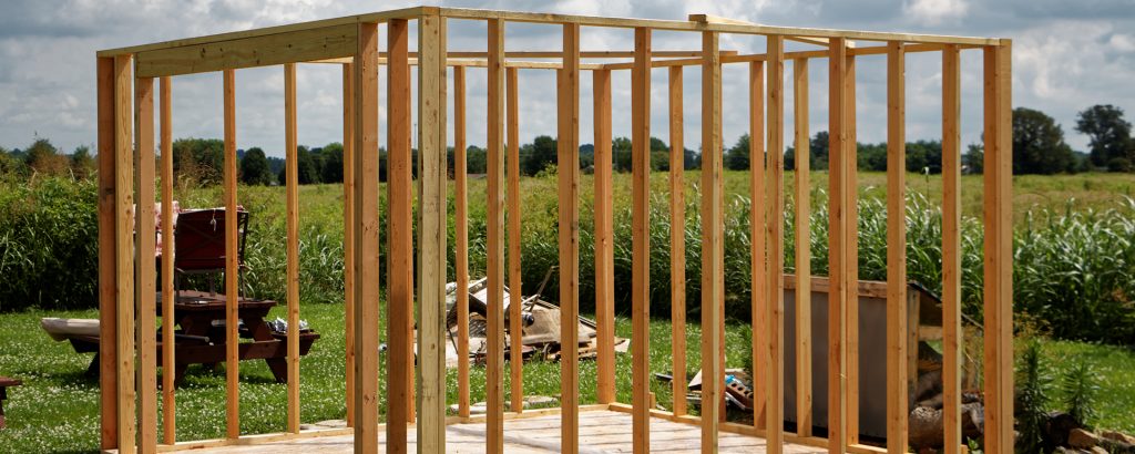 a frame of a shed being built