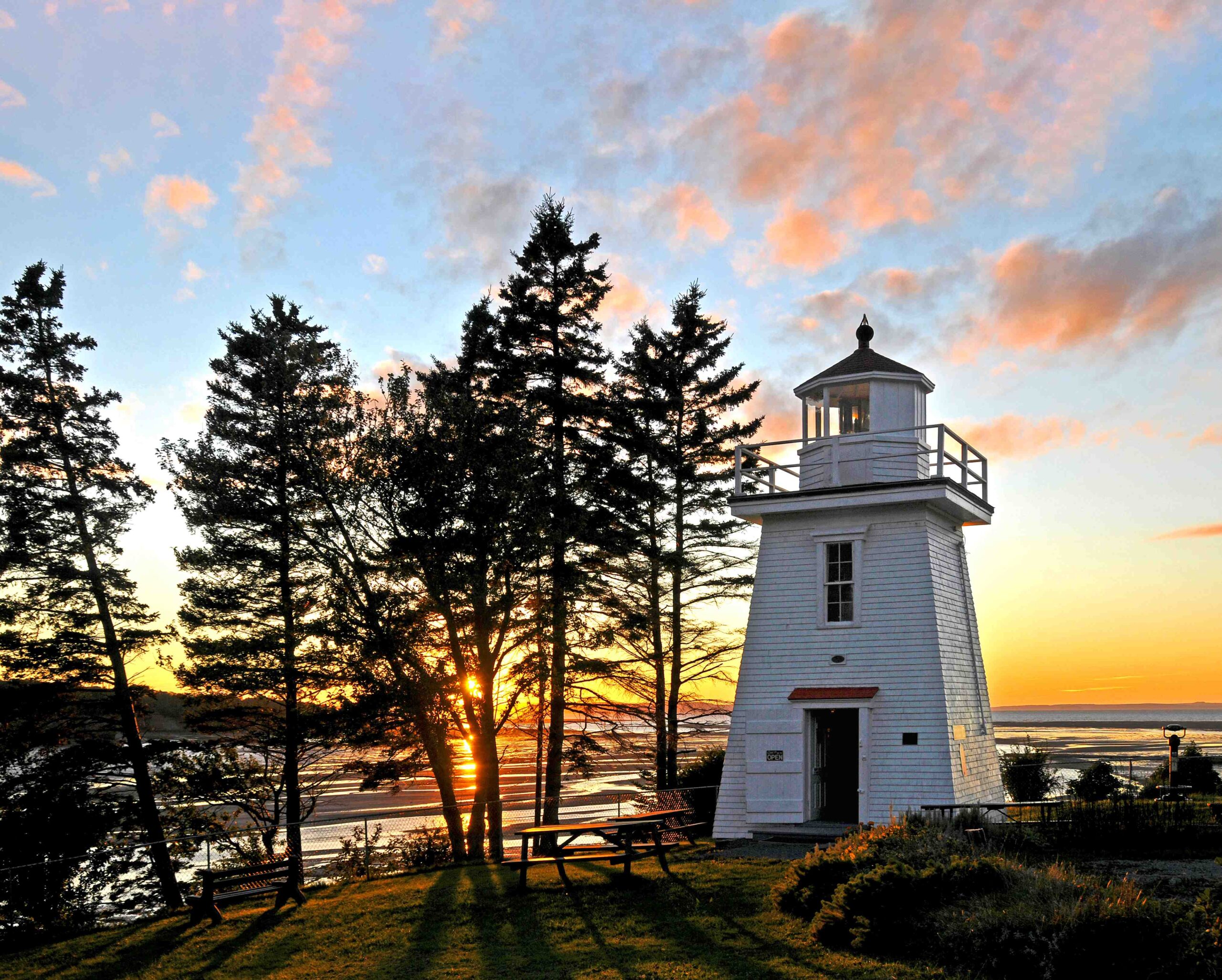 the walton lighthouse at sunset