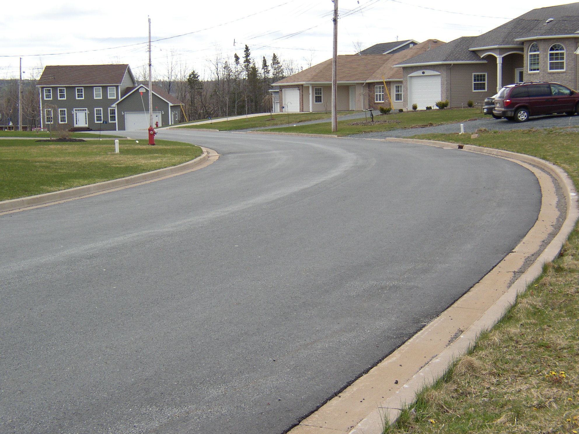 A paved municipal road in a subdivision.