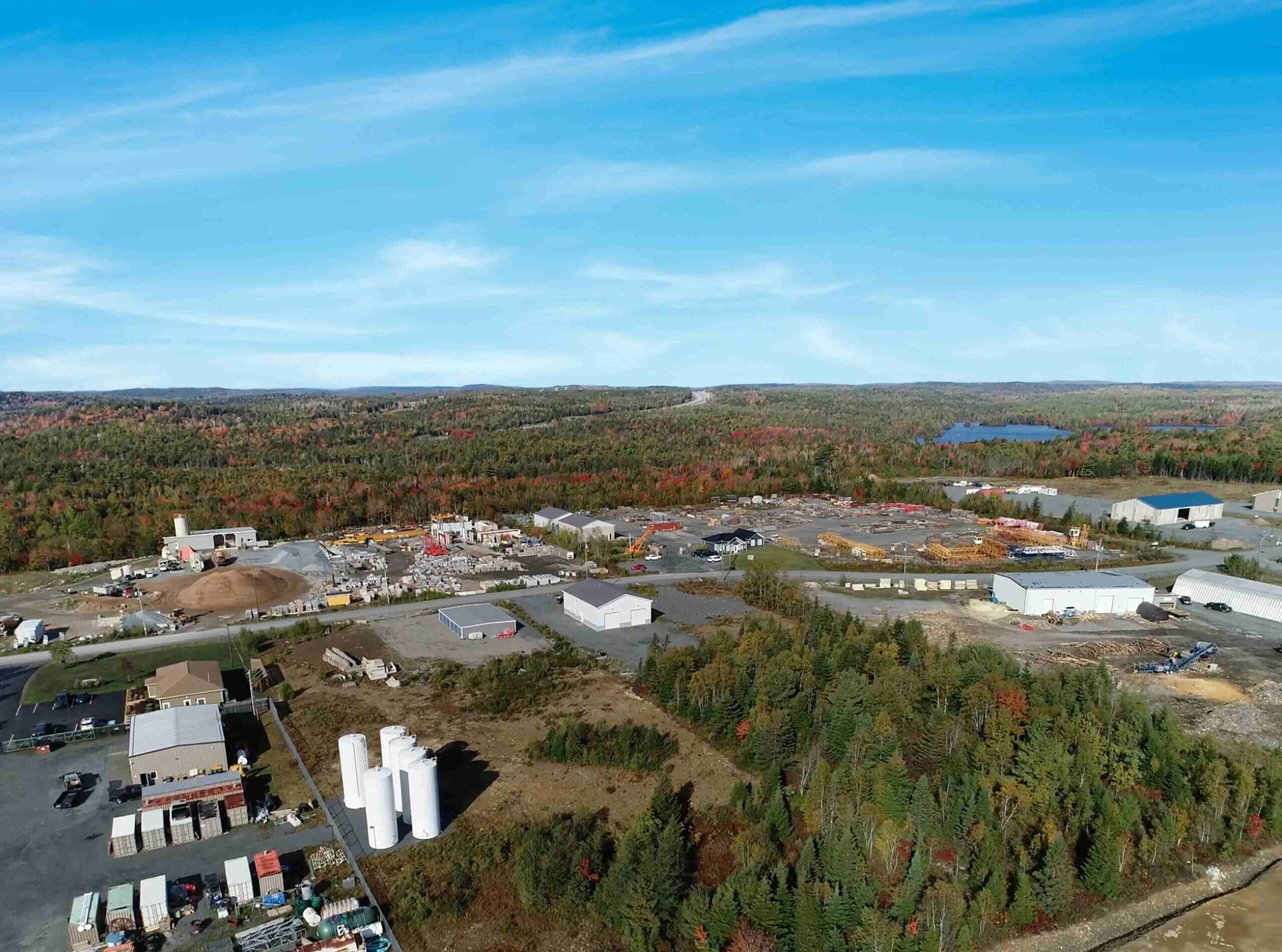 Aerial view of Uniacke Business Park featuring industrial businesses