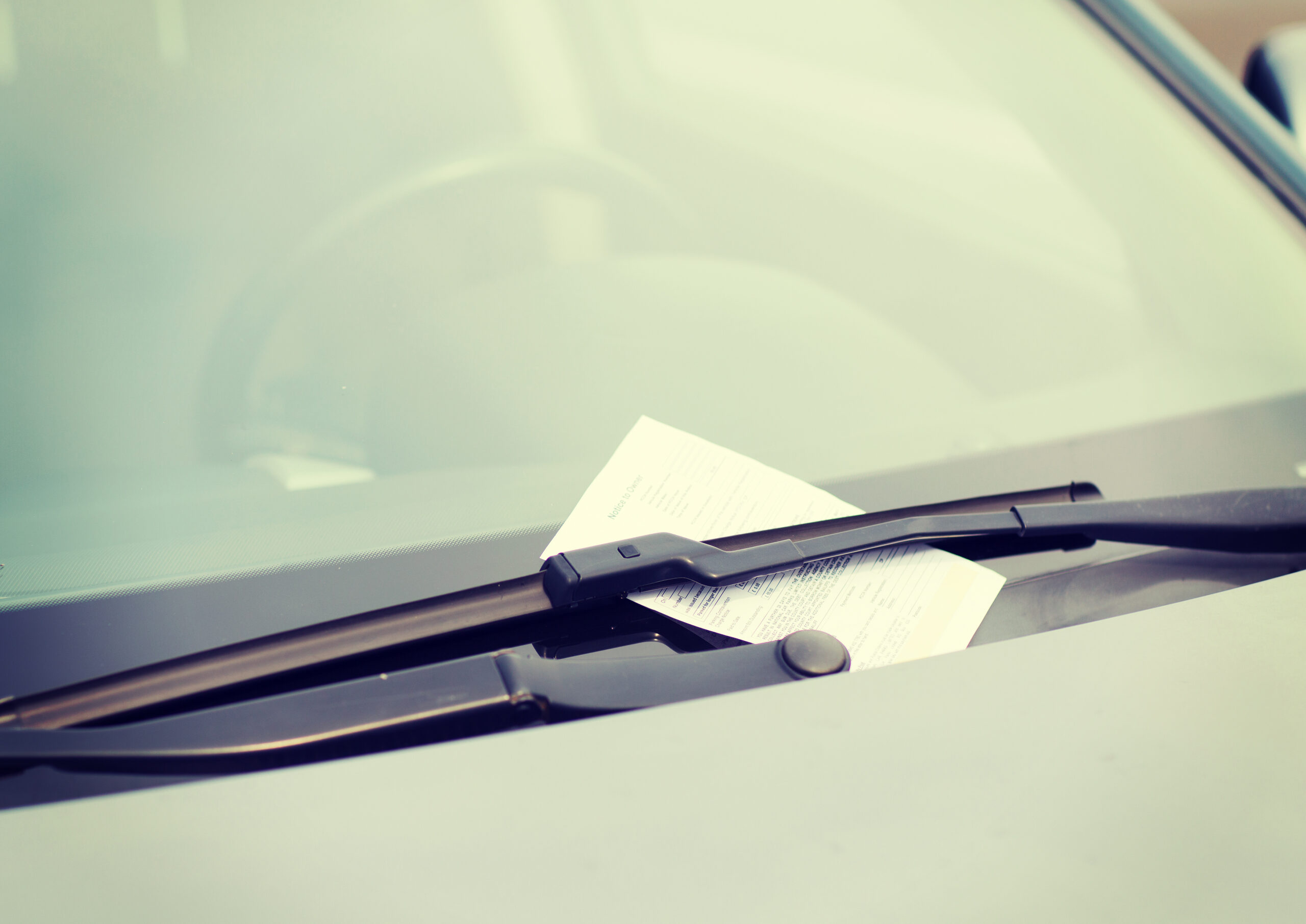 parking ticket on car windscreen